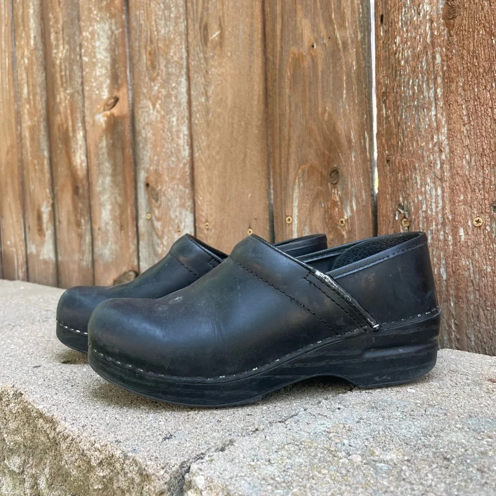 DANSKO Women’s Black Matte Leather Professional Shoe Clog Danish Size 38